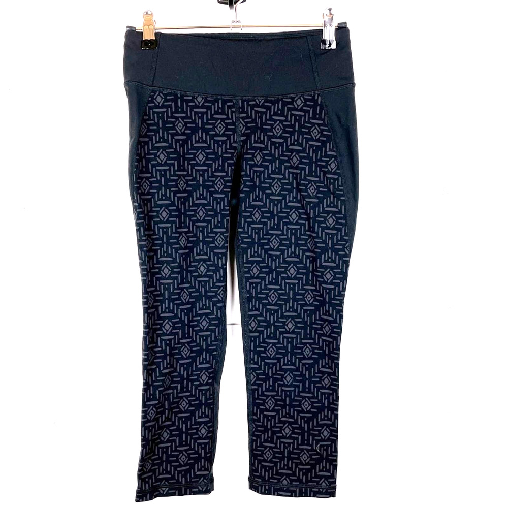 Lucy Powermax Leggings Womens Extra Small Black Print Capri Color Block Active